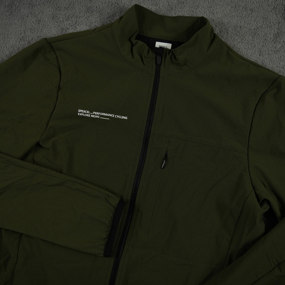 Spexcel Cycling Jacket Mens Small Olive Green Performance Full Zip Reflective